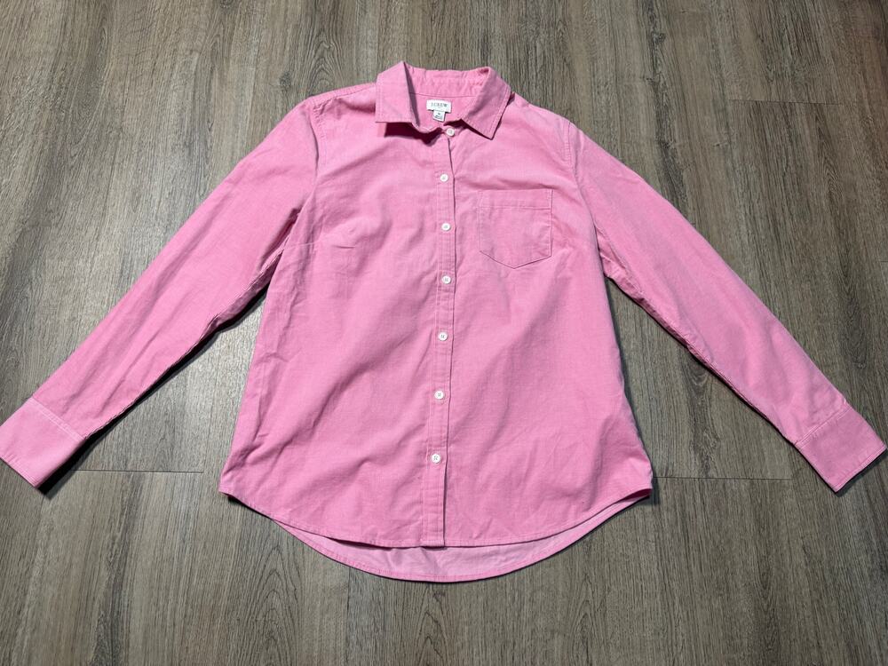 J.Crew Women's Pink Corduroy Button-Down Long-Sleeve Shirt